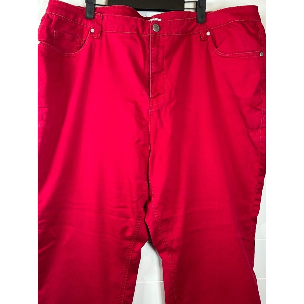 Catherines Red Sateen Stretch Straight Leg‎ Pants Womens Plus Size 26W - Picture 2 of 5